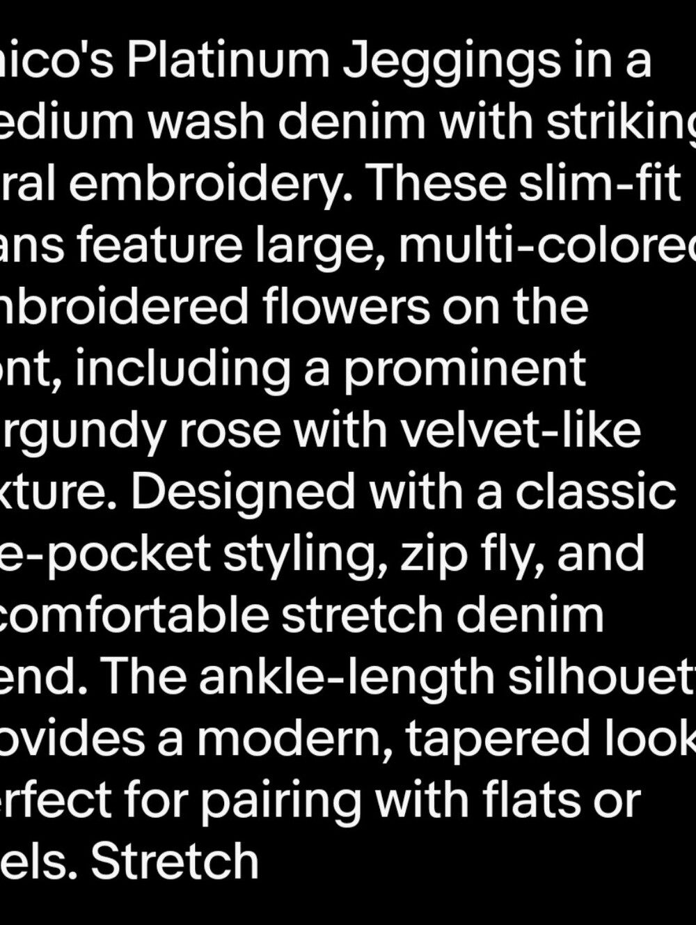 Chico's Blue Straight-Leg Jeans with Floral Embroidery - Picture 10 of 10